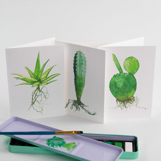Carte de vœux impression cactus (Opuntia) avec enveloppe Botanopia