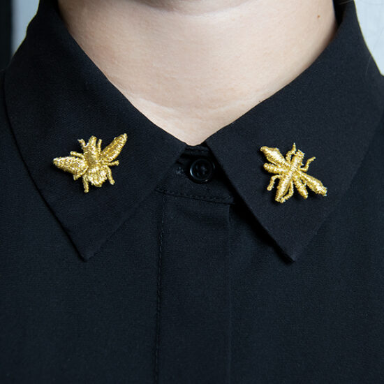 Patches brodés en fil doré, abeilles et insectes