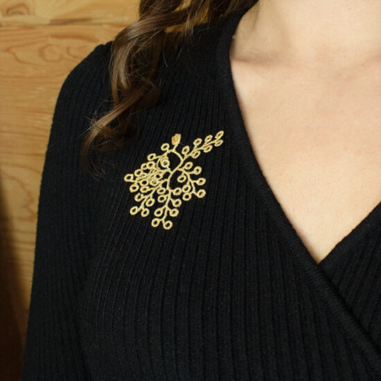Embroidery brooch spikemoss by Botanopia