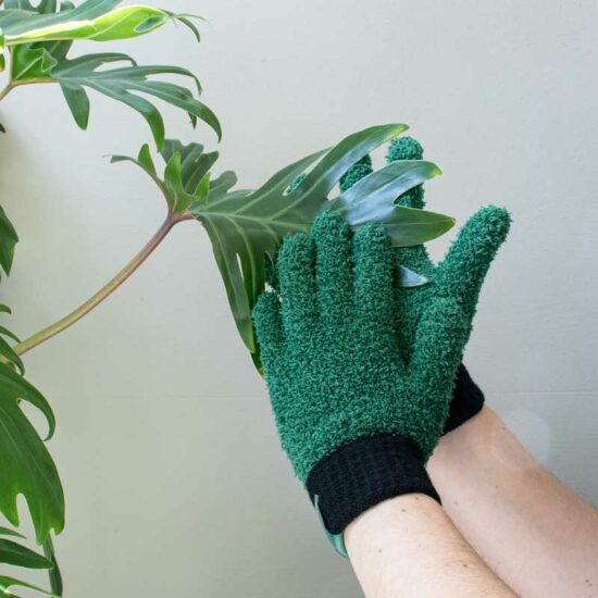 green gloves in microfiber PET recycled material, anti dust