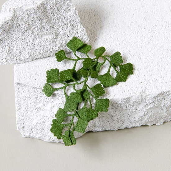 Maidenhair fern embroidered brooch