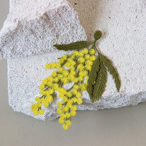 Mimosa flowers embroidered brooch - Botanopia