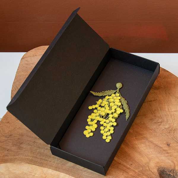 Mimosa flowers embroidered brooch - Botanopia
