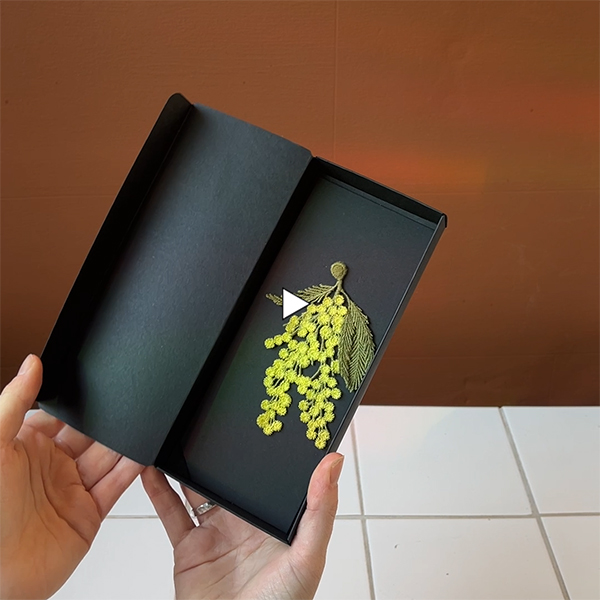 Mimosa flowers embroidered brooch - Botanopia