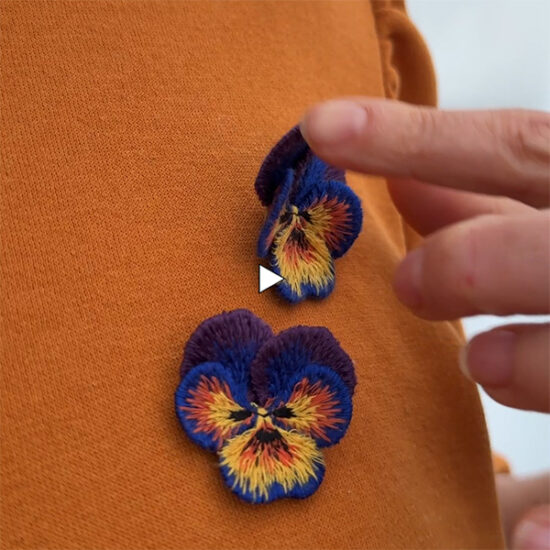 Pansies embroidered brooches video thumbnail