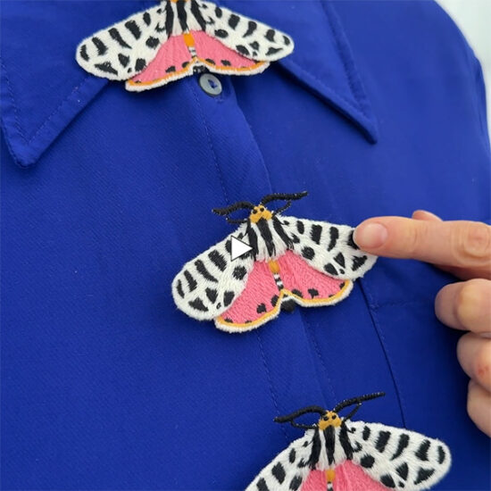 Tiger moth embroidered brooches video thumbnail