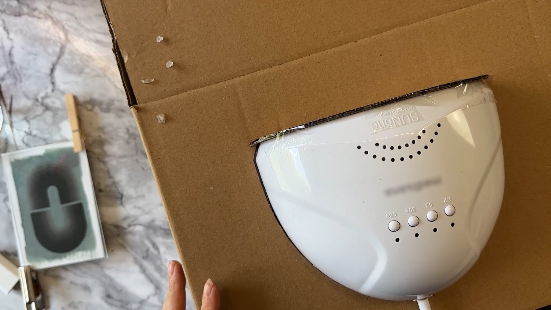 UV lamp in cardboard box